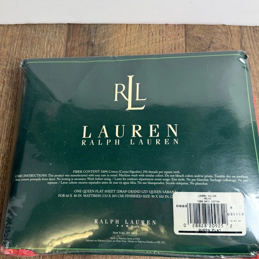 Ralph Lauren Flat Sheet Queen Melon Red